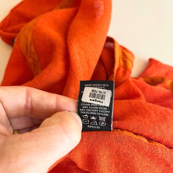 Lafayette 148 Size M Thin Knit Cardigan Orange Linen Blend - Picture 16 of 16